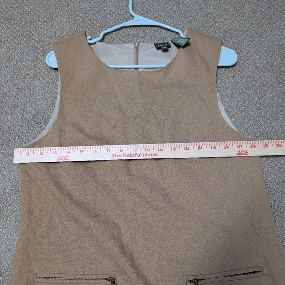 Vintage LL Bean Dress Womens 10 Brown Camel Sleeveless Wool Sheath Classy Preppy - Picture 5 of 8